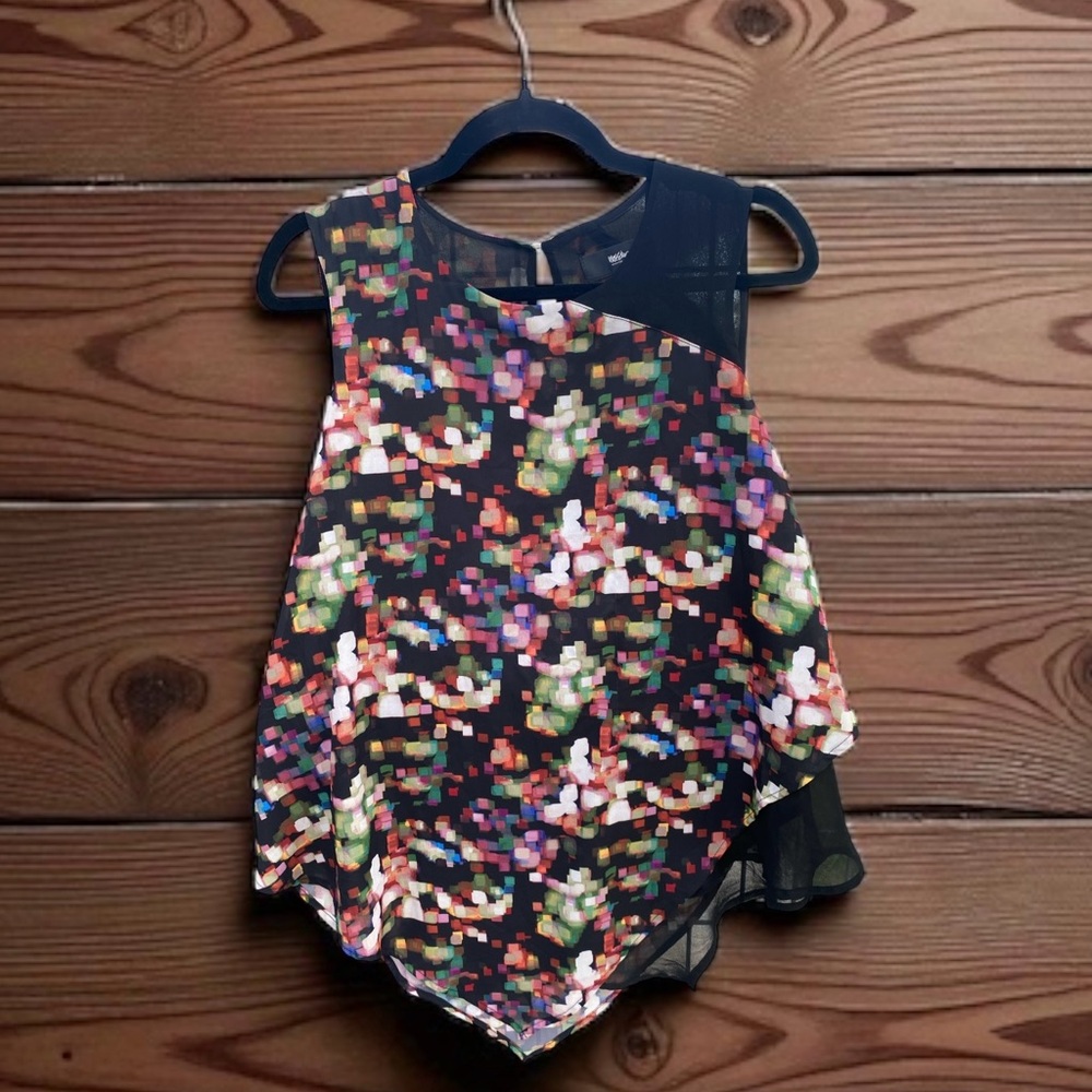 3/$18 Massimo Sleeveless Asymmetrical Colorful Sleeveless Blouse - Flaw